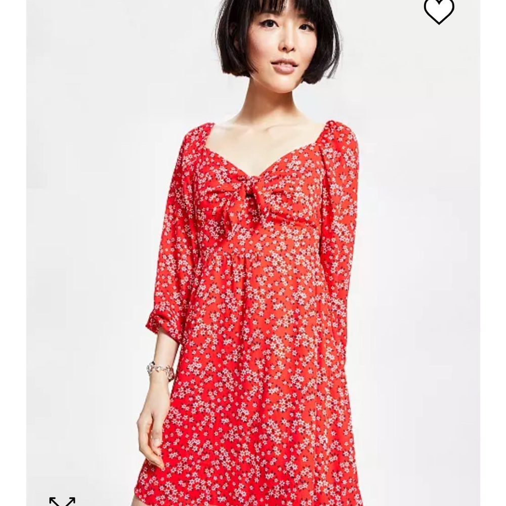Bar III Women's Ditsy-Print Tie-Bust Dress